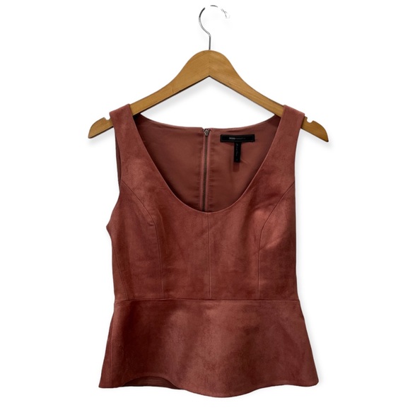 BCBG Cladiana Vegan Suede Peplum Top - Picture 2 of 11